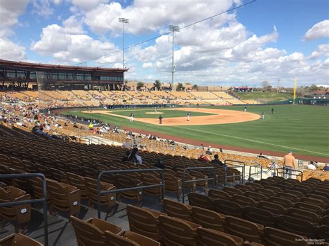 Camelback ranch stadium - Specifically, rows 16 & up in sections 110-113 and rows 20 & up in sections 114-117. Additionally, the last two rows (21-22) in sections 119, 120 and 122, which are beneath the stadium's suites, are shaded throughout the game. By 2:30, more seats in sections 110-115 enjoy shade and by 3:00 all seats in sections 111-114 are shaded.
